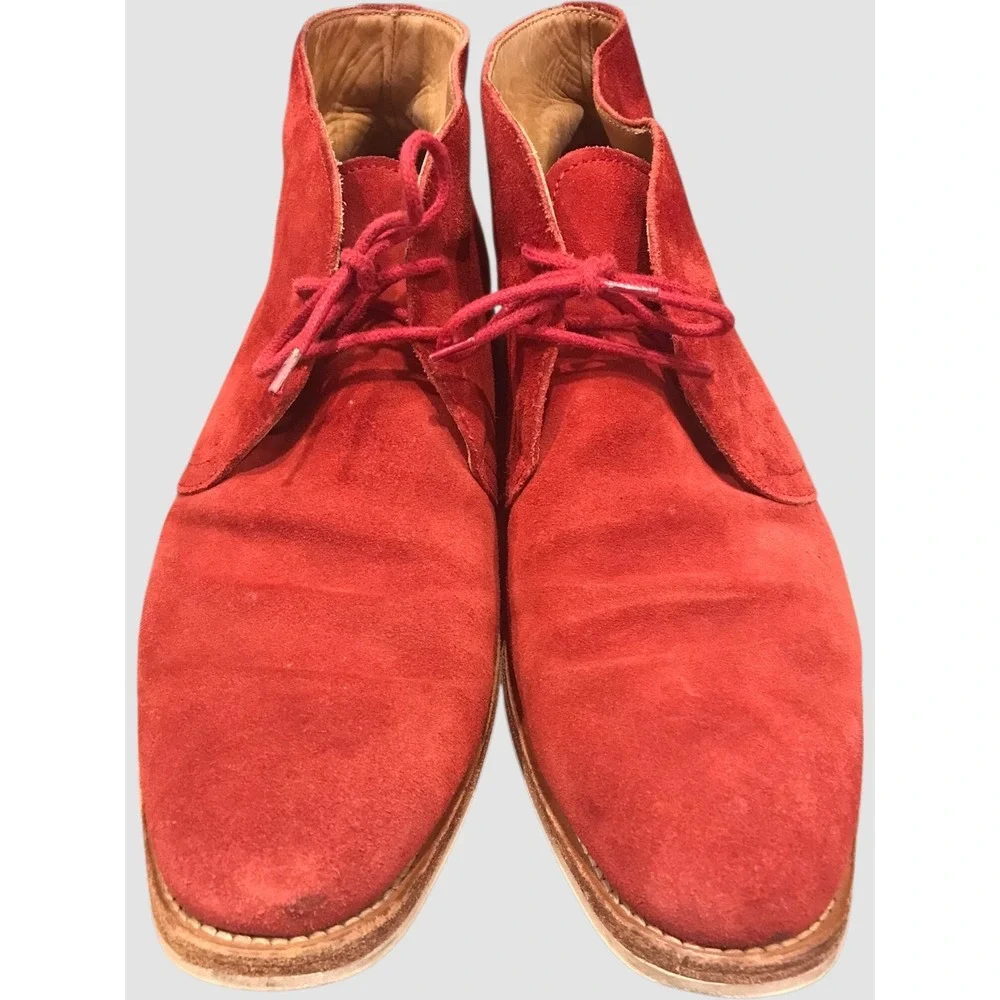 Russell & Bromley Red Suede Chukka Boots Ankle Lace Up Mens Size 9‎
